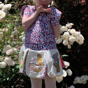 100% Cotton Floral Dress With Built-In Short Storybook in the Skirt