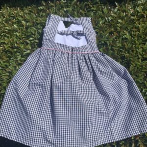 Smocking Hand-Embroidery Black and White Checkered Dress With Open Back