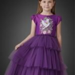 Fairy Gown Collection – Fantasy Fairy Girls Gown in Fuchsia Taffeta with Embroidery