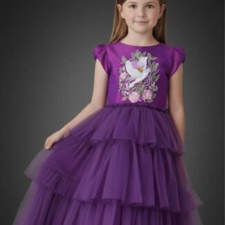 Fairy Gown Collection – Fantasy Fairy Girls Gown in Fuchsia Taffeta with Embroidery