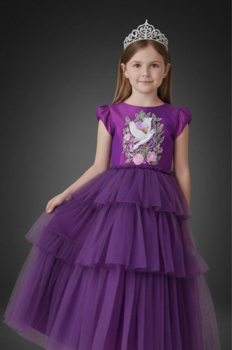 Fairy Gown Collection – Fantasy Fairy Girls Gown in Fuchsia Taffeta with Embroidery