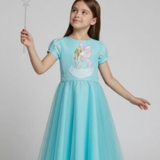 Fairy Gown Collection – Fantasy Fairy Princess Gown for Girls (Sky Blue Edition, Embroidered Taffeta)