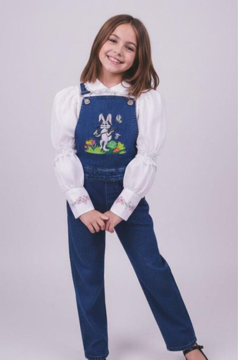 Sir Trottingham’s Garden Overalls – Storybook Denim Overalls for Girls Long Pants Sir Trottingham’s Garden Overalls – Storybook Denim Overalls for Girls (Shorts & Long Pants Options)