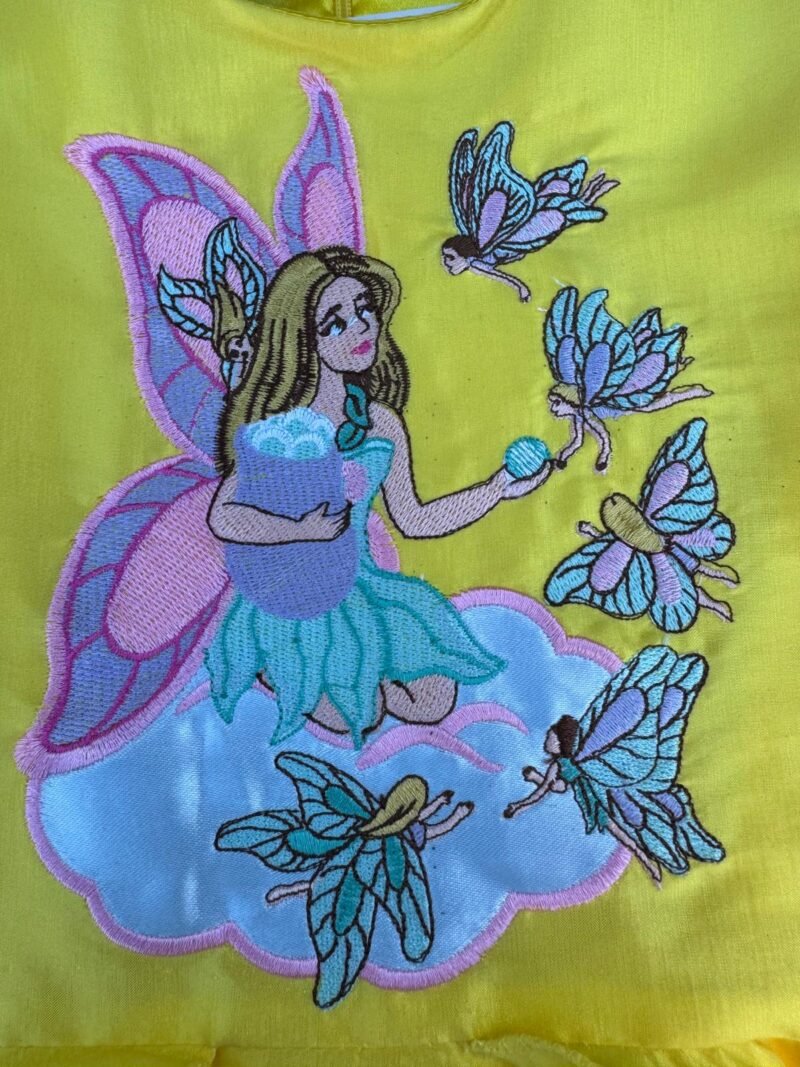 emboidery – Fairy of Fantasy Yellow Taffeta Edition with Embroidered Fairy Motif & Storybook
