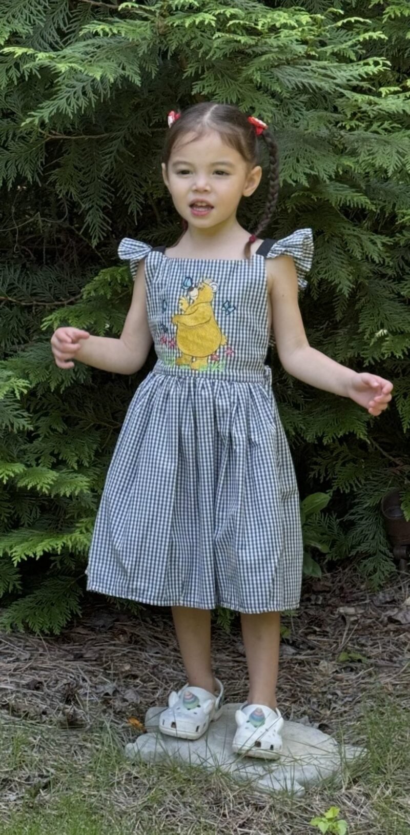 Dolly’s Summer Garden Dress, front, modeled by Lola